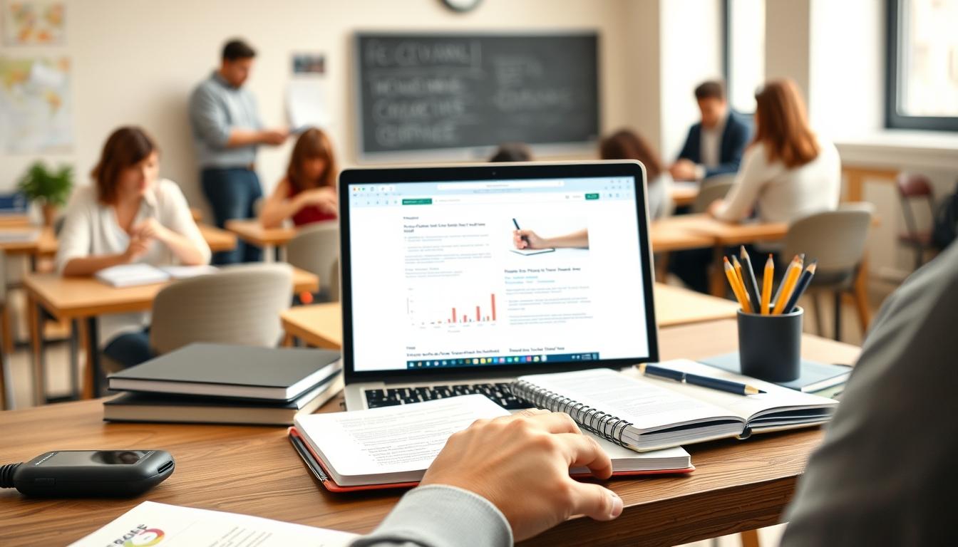 Student using learning strategies while studying